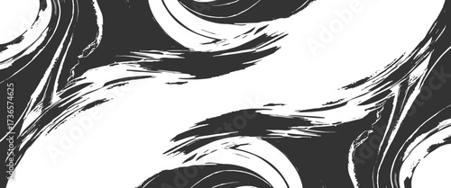 Vector black and white marble fluid paint background..