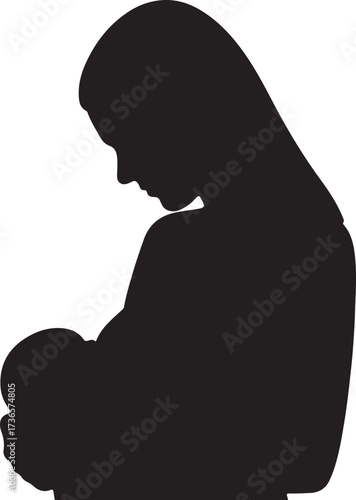 Breastfeeding mom in silhouette 