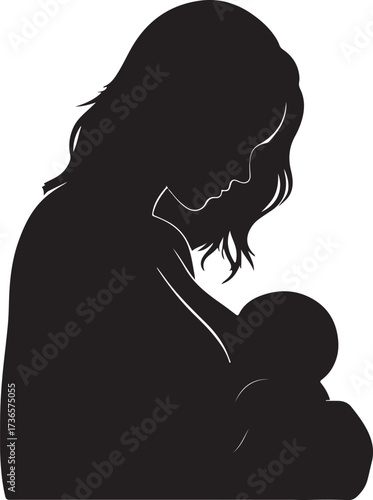 Breastfeeding mom in silhouette 