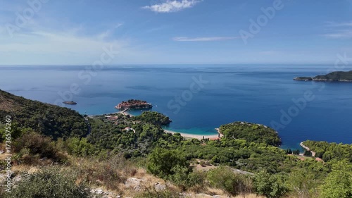 A view from Sveti Stefan Island in Montenegro