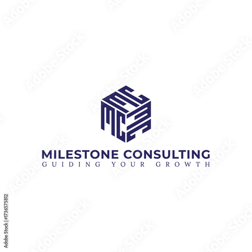 A modern three-dimensional cube logo for a business and consulting company, featuring the initials MC on its faces to symbolize strategic, multifaceted solutions and a solid foundation.