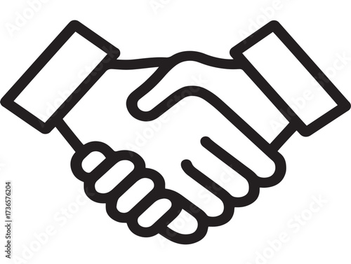 Stylish handshake agreement icon in bold elegant minimal line artistry