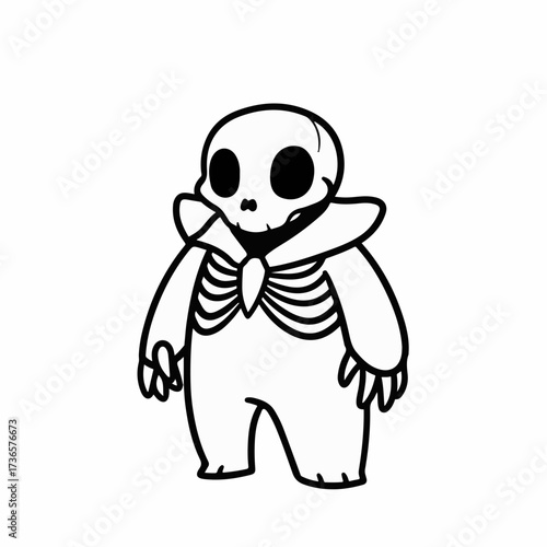 Cute cartoon skeleton character with a friendly smile