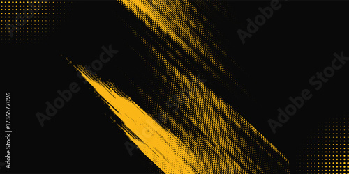 Halftone yellow dots pattern and black gradient grunge texture background. abstract eps 10