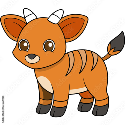 Cute cartoon deer illustration with friendly expression standing still