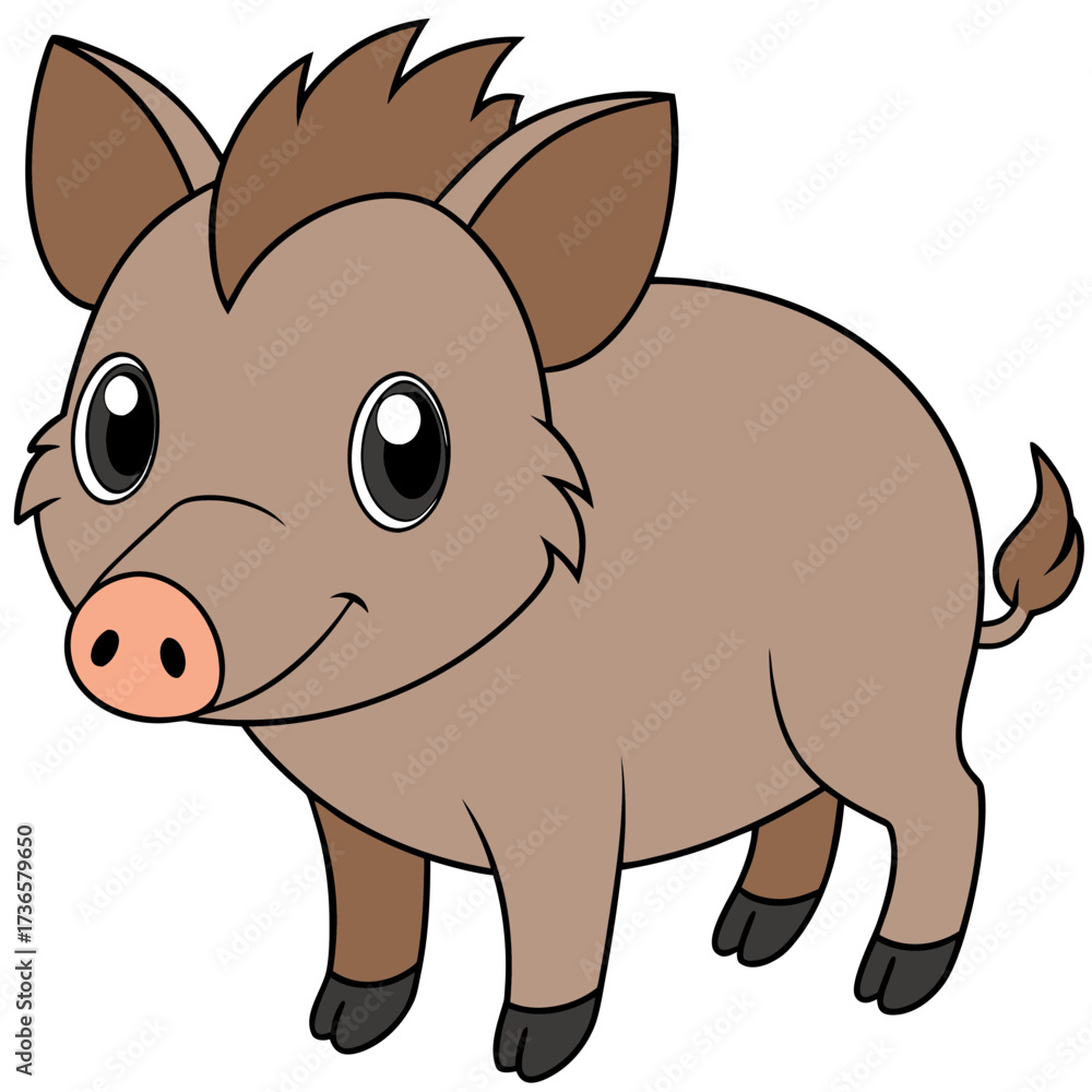 Naklejka premium Cartoon wild boar isolated on white background illustration