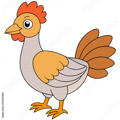 Cute cartoon chicken character isolated on a white background