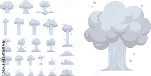 smoke illustration set for special effects anime tree