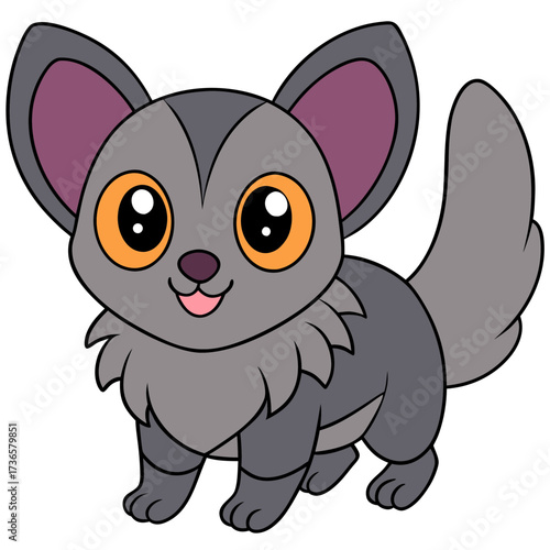Cartoon Fennec Fox Illustration with Big Eyes and Smile