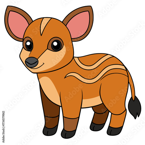 Cute cartoon Bongo Antelope illustration on white background stock