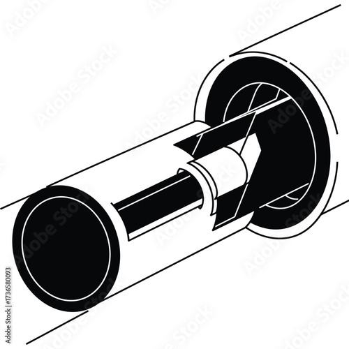Schematic of a coaxial cable connector in black and white wire connection electrical technology engineering illustration component