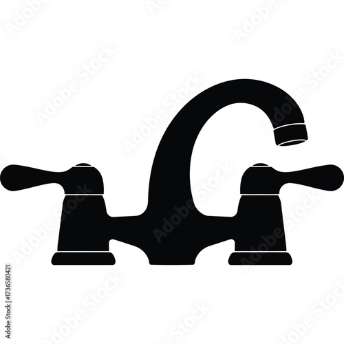 Silhouette of a Bathroom Sink Faucet fixture plumbing water tap handle metal chrome modern design interior home appliance clean