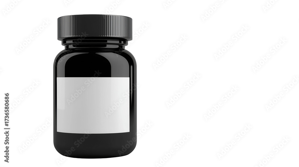 Obraz premium Black vitamin jar mockup with right copy space
