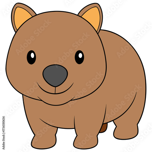 Cute cartoon wombat illustration on white background stock image
