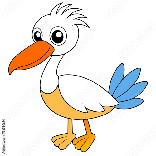 Cartoon pelican character illustration on a clean white backdrop