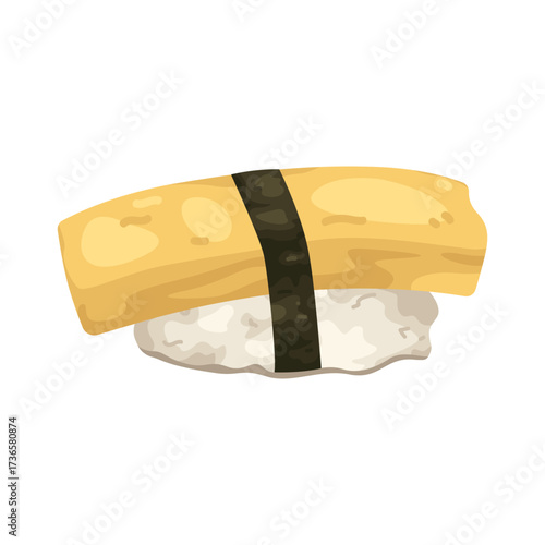Illustration of Tamago Nigiri Sushi Piece 