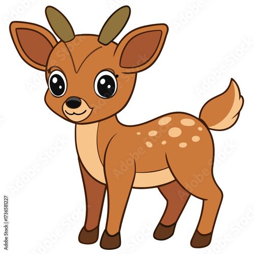 Cartoon fawn with spots, cute, young animal character design