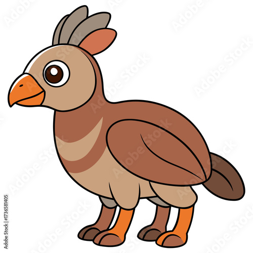 Stylized cartoon bird illustration, neutral color palette, clear outlines