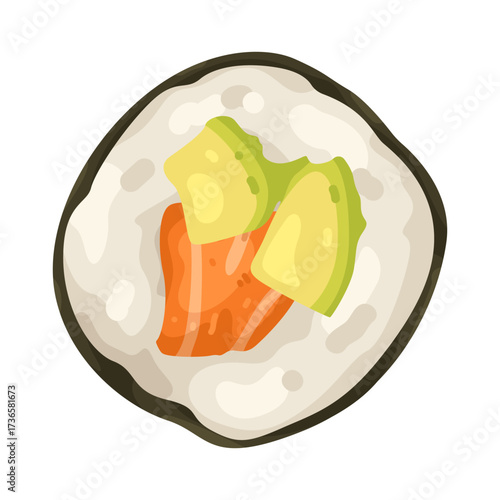 Illustration of Salmon Avocado Sushi Roll 