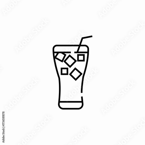 soda glass ice cubes icon sign vector