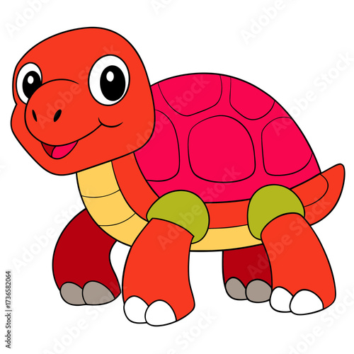 Cute cartoon turtle character walking with a happy expression