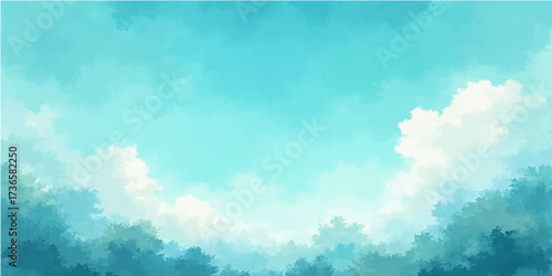 Bright abstract summer sky: a beautiful blue day with fluffy white clouds, clear air, and light from the sun