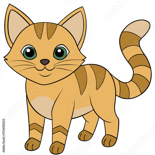 Cartoon orange tabby kitten illustration with happy expression
