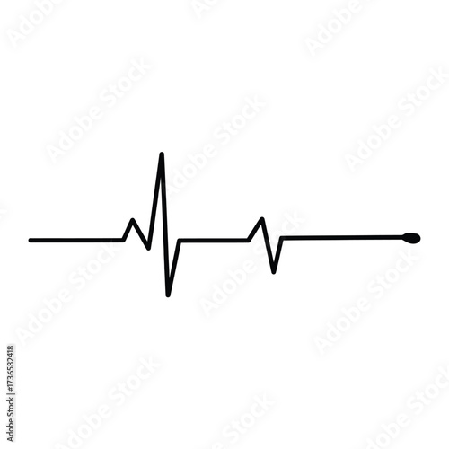 Simple black electrocardiogram line on a white background