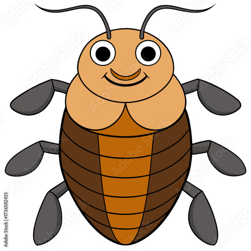 Cartoon Brown Bed Bug Illustration Isolated on White Background