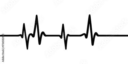 Vector illustration of a heart heartbeat on an ECG monitor showing a blue and green cardiac pulse wave graph line