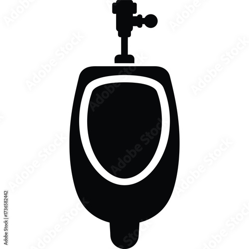 Urinal Icon in Black and White toilet bathroom restroom plumbing fixture lavatory public facility men s room symbol vector illustration