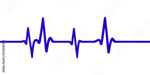 The medical monitor displays an abstract green wave line of an EKG or electrocardiogram, representing a continuous heartbeat pulse and rate for health monitoring