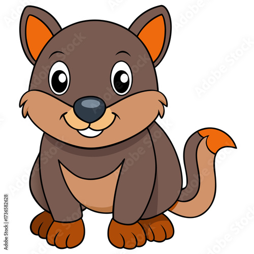 Cartoon wombat illustration with a smiling expression and outline