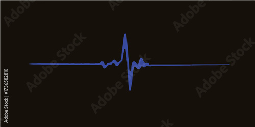 Vector illustration of an abstract cardiogram, an EKG heartbeat trace, isolated on white