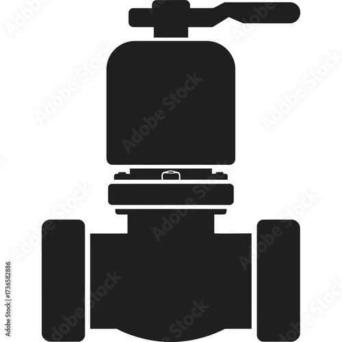 Valve Silhouette plumbing industrial control fluid pipe water gas flow equipment mechanism engineering technology system black