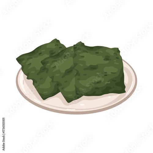 Illustration of Three Seaweed on Plates