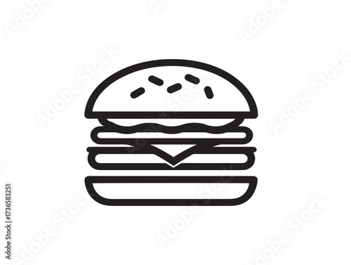 Contemporary line art burger menu design in elegant minimalist vector