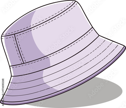 Vector art of a light purple bucket hat isolated on a, a casual and stylish headwear accessory