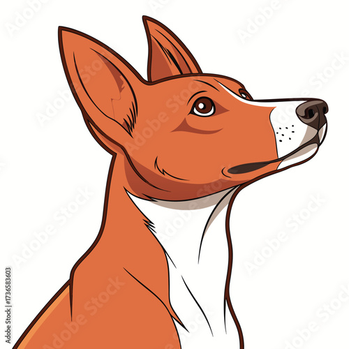 Vector art of basenji dog portrait