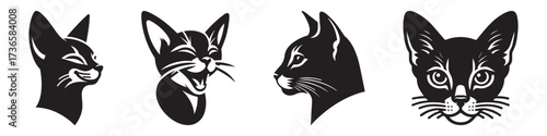 Modern Minimalist Abyssinian Cat Evaporate Expression Icon, Flat Silhouette of a Domestic Feline Vector for Creative Illustration Design