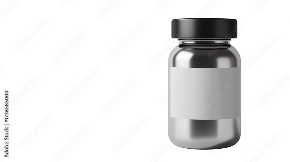 Fototapeta premium Metallic bottle with closed lid isolated object