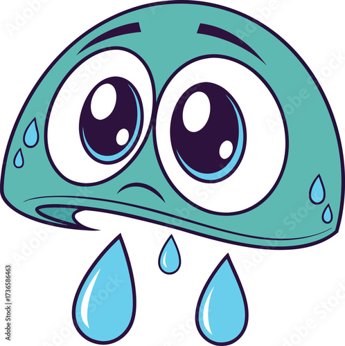 Vector art of sad cartoon character crying tears