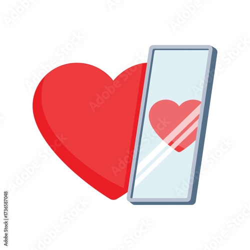 Heart reflection in mirror, symbolizing self love, a representation of self love. This image showcases heart is reflecting, which is the metaphor of seeing true self.