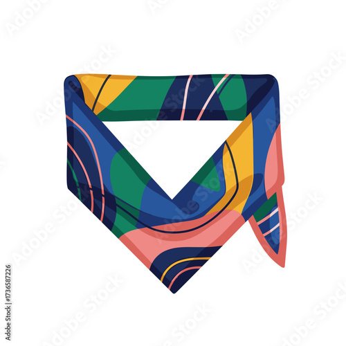 Stylish neckerchief accessory featuring vibrant silk material and a unique pattern. This neckerchief adds fashionable flair, becoming a trendsetter in modern garment designs.