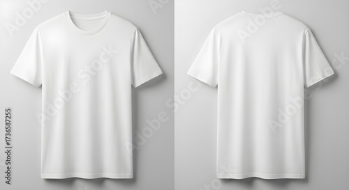 Wallpaper Mural White blank unisex tee shirt front and back view mockup. Torontodigital.ca