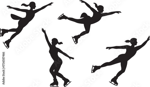 Ice skating silhouttee vector on white background