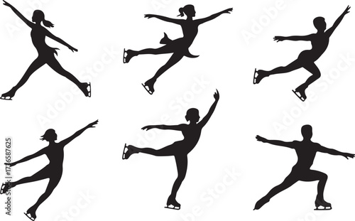Ice skating silhouttee vector on white background