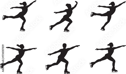 Rollerblading silhouttee vector on white background