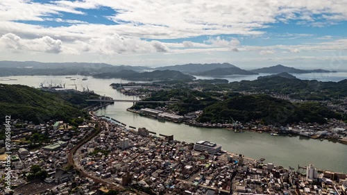 Aerial hyperlapse of Onomichi city in Hiroshima prefecture, Japan