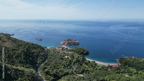 A view from Sveti Stefan Island in Montenegro